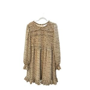 Rachel Parcell Women's XL‎ Long Sleeve Leopard Print Ruffle Mini Dress